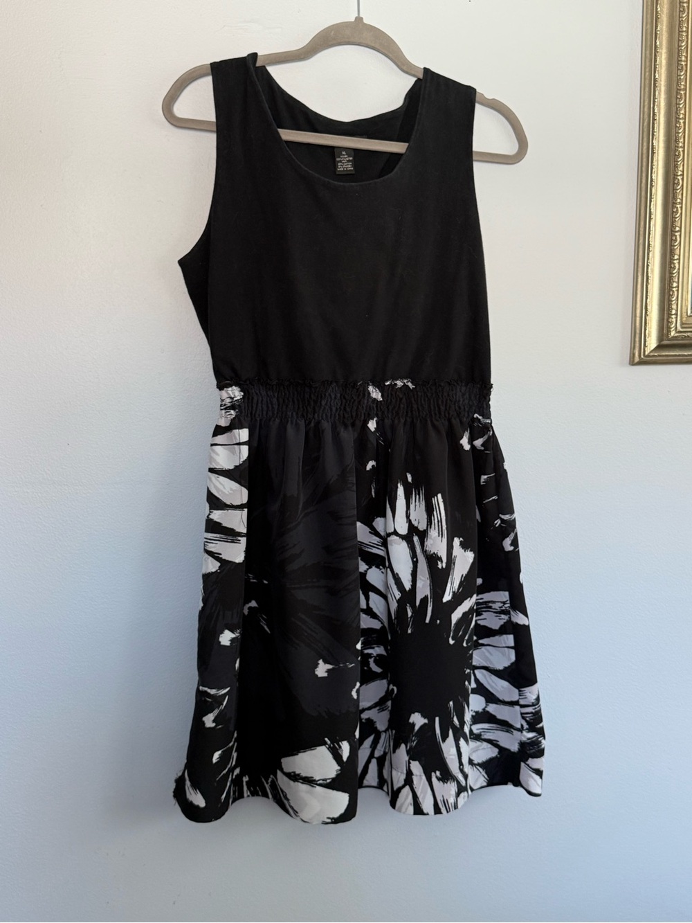 Style & Co. Black and White Floral Waistband Dress